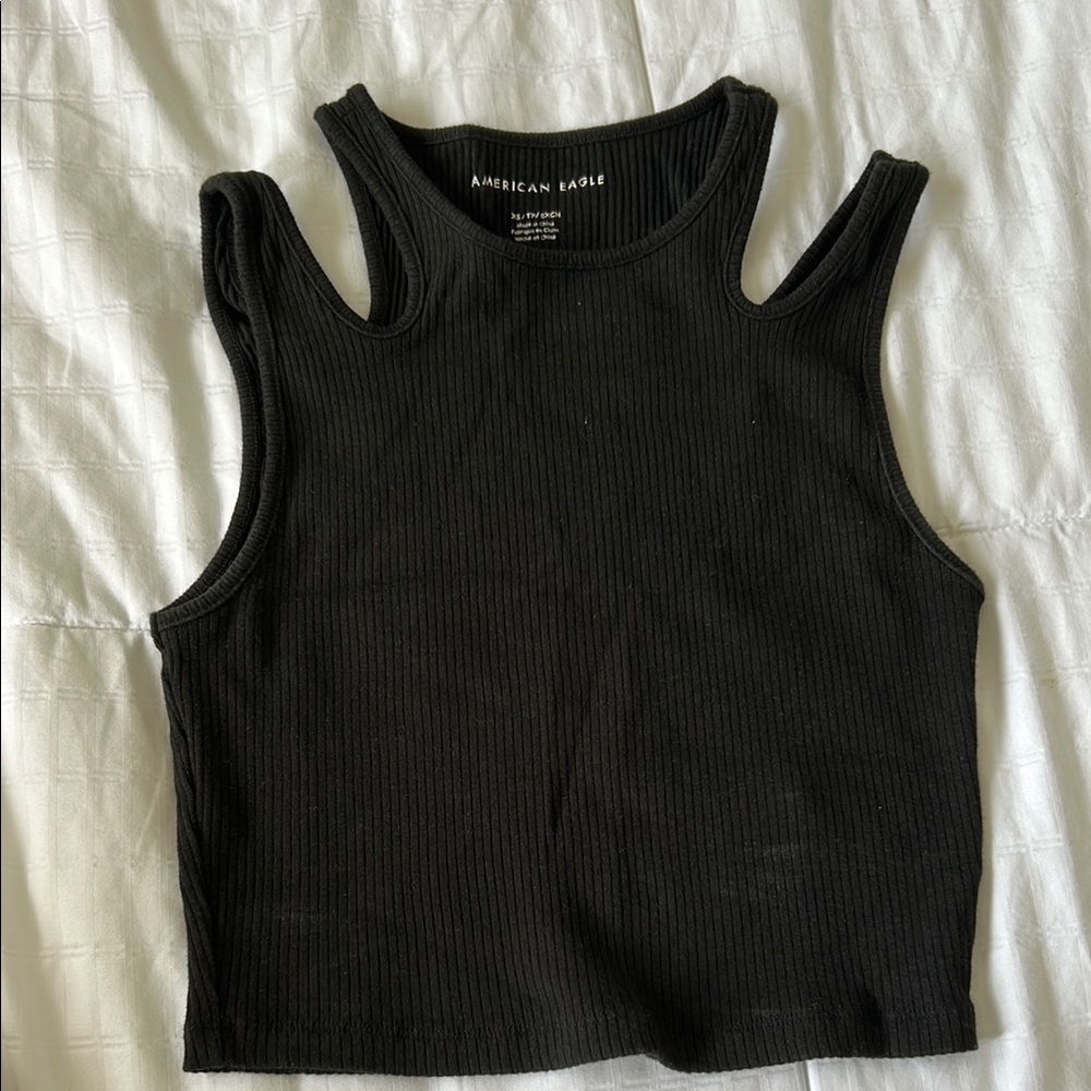 American Eagle Outfitters Black Ribbed Tank Top